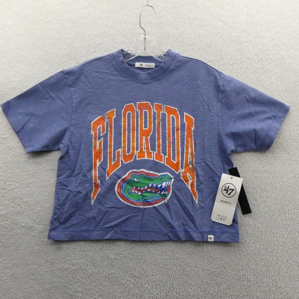 47 Brand Shirt Womens Small Florida Gators Blue Distressed Cotton Slub Crop Top